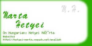 marta hetyei business card